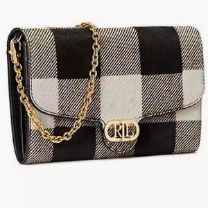 NWT Lauren Ralph Lauren Calf Hair Adair Crossbody Buffalo Check